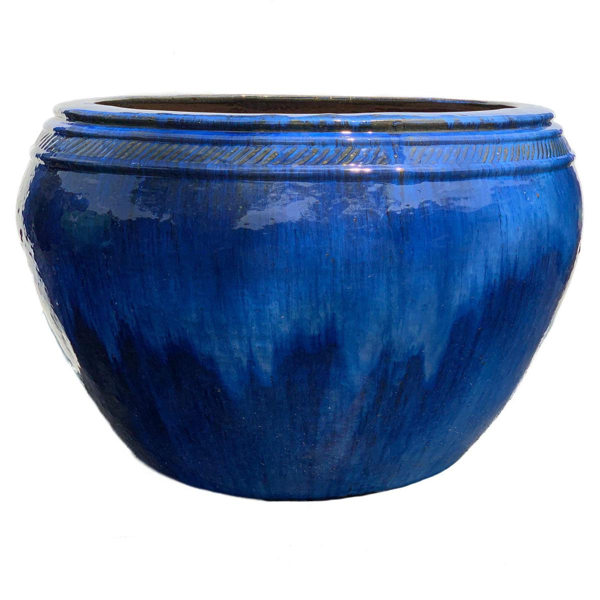 9147C1A 8211 Giant Rope Rim Ceramic Pot 8211 368221 x 368221 x 358221 Cobalt Blue