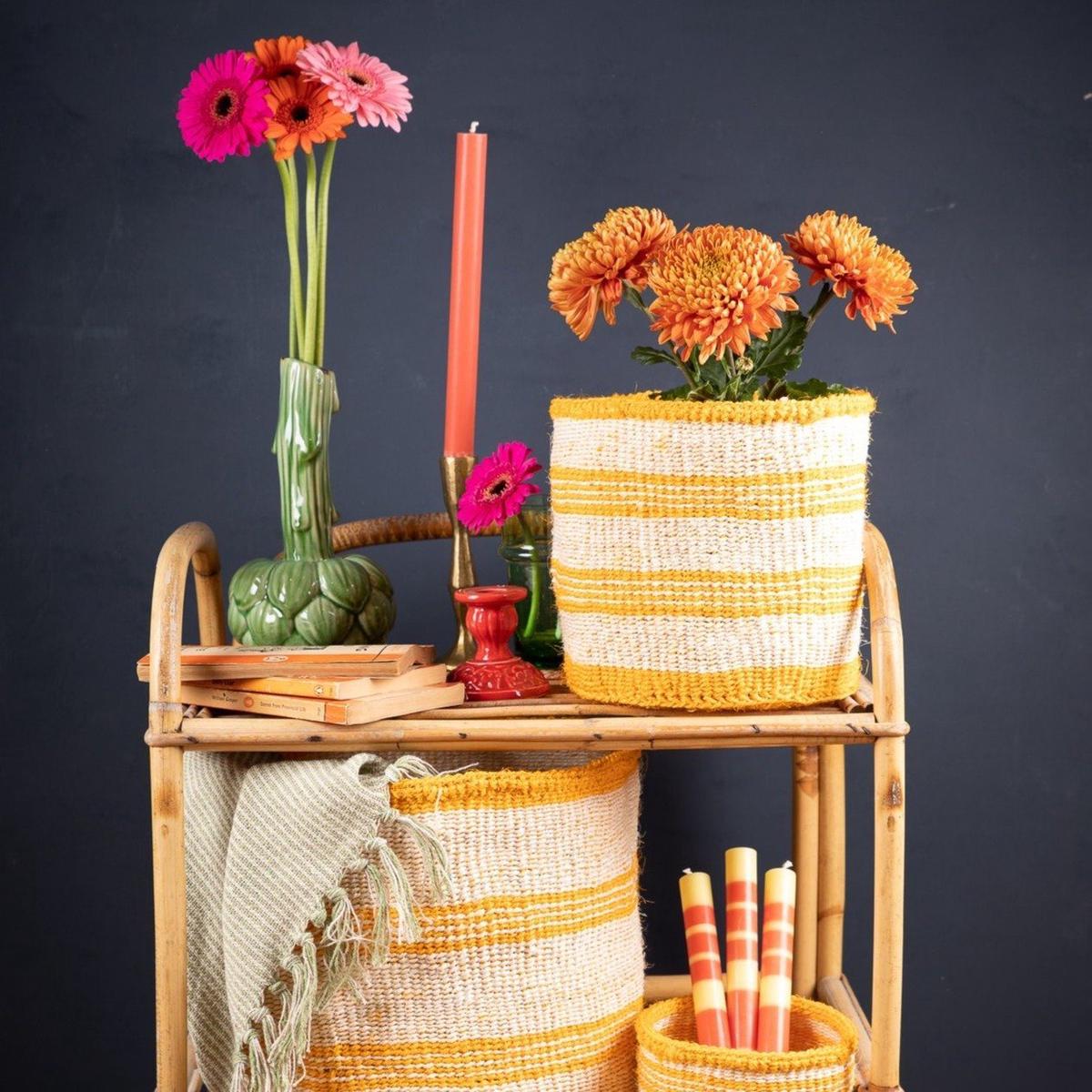 Sifa - Orange Stripe Woven Basket