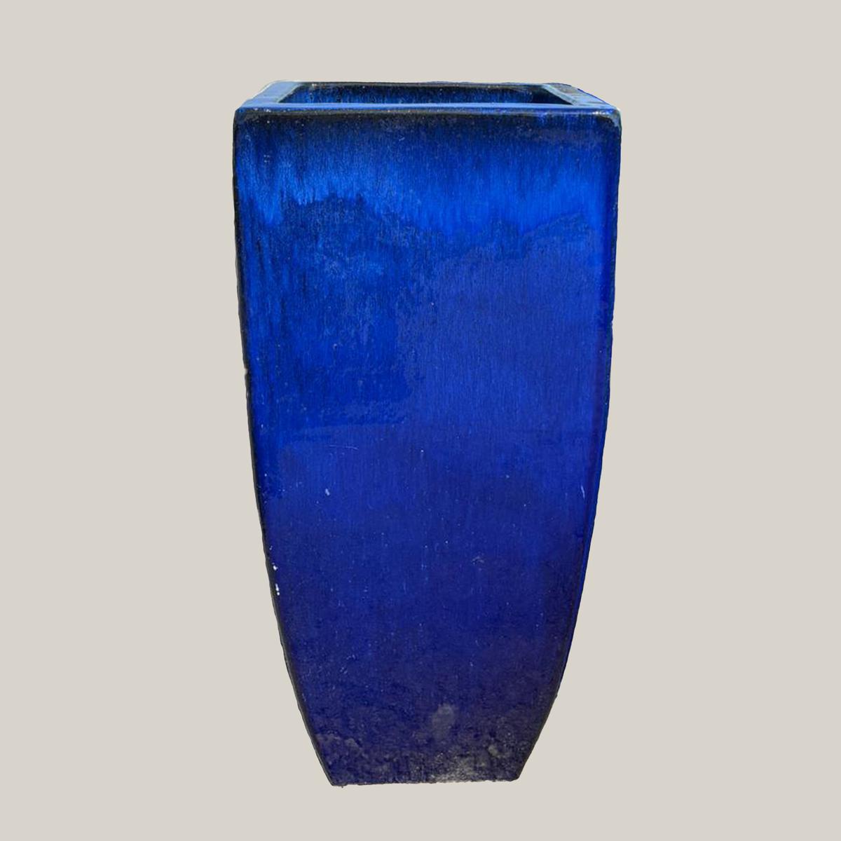 6137H47 - Blue Tall Tapered Square Planter - 14" x 14" x 31" | BLUE