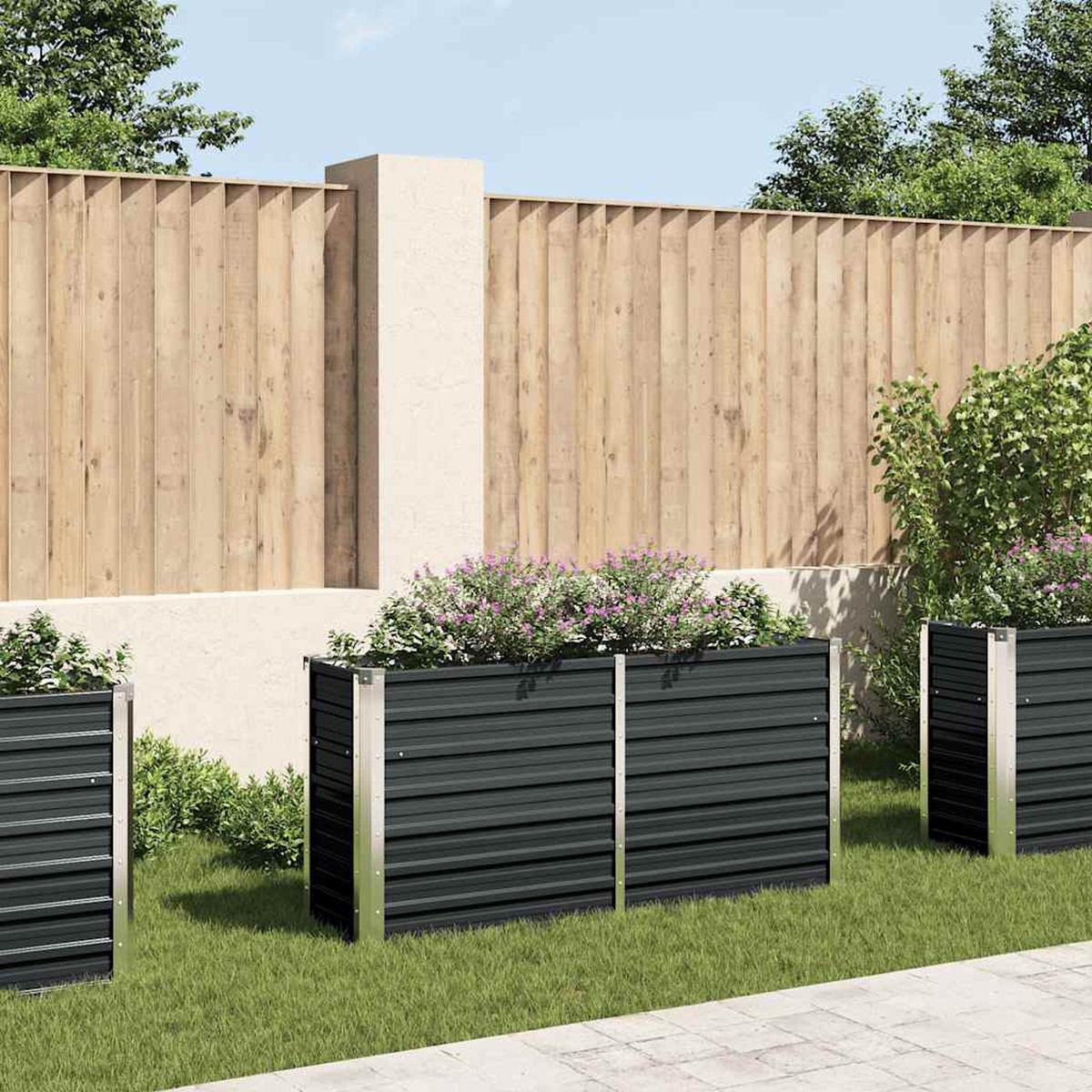 vidaXL Garden Raised Bed Anthracite 160x40x77 cm Galvanised Steel