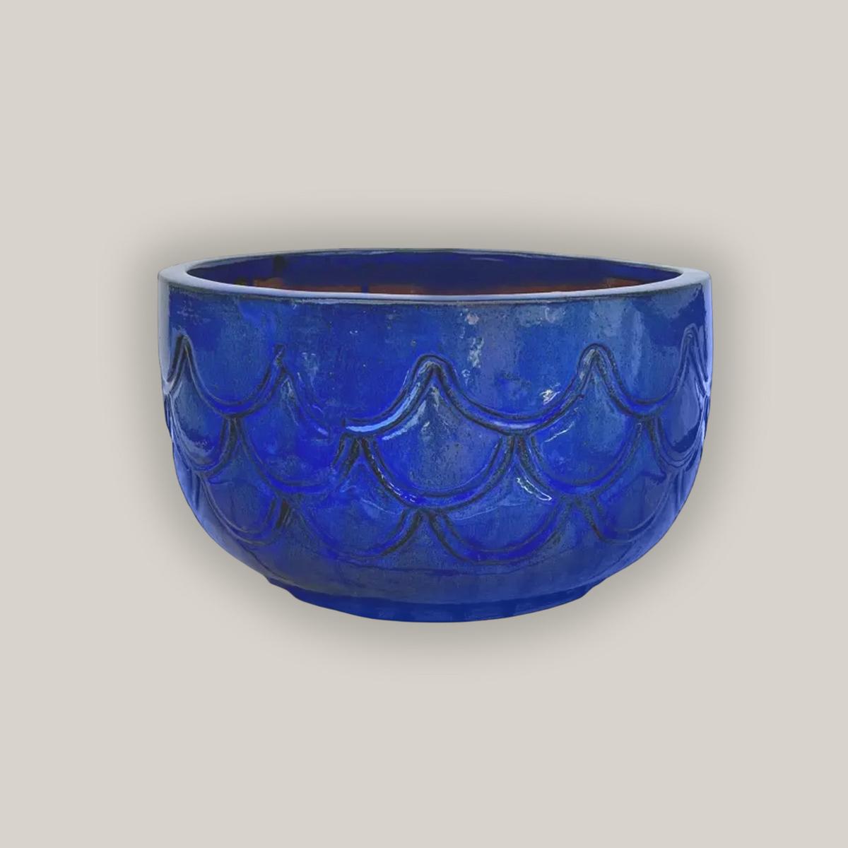3023L17 - Falling Blue Mermaid Scale Planter - 16" x 16" x 23.5"