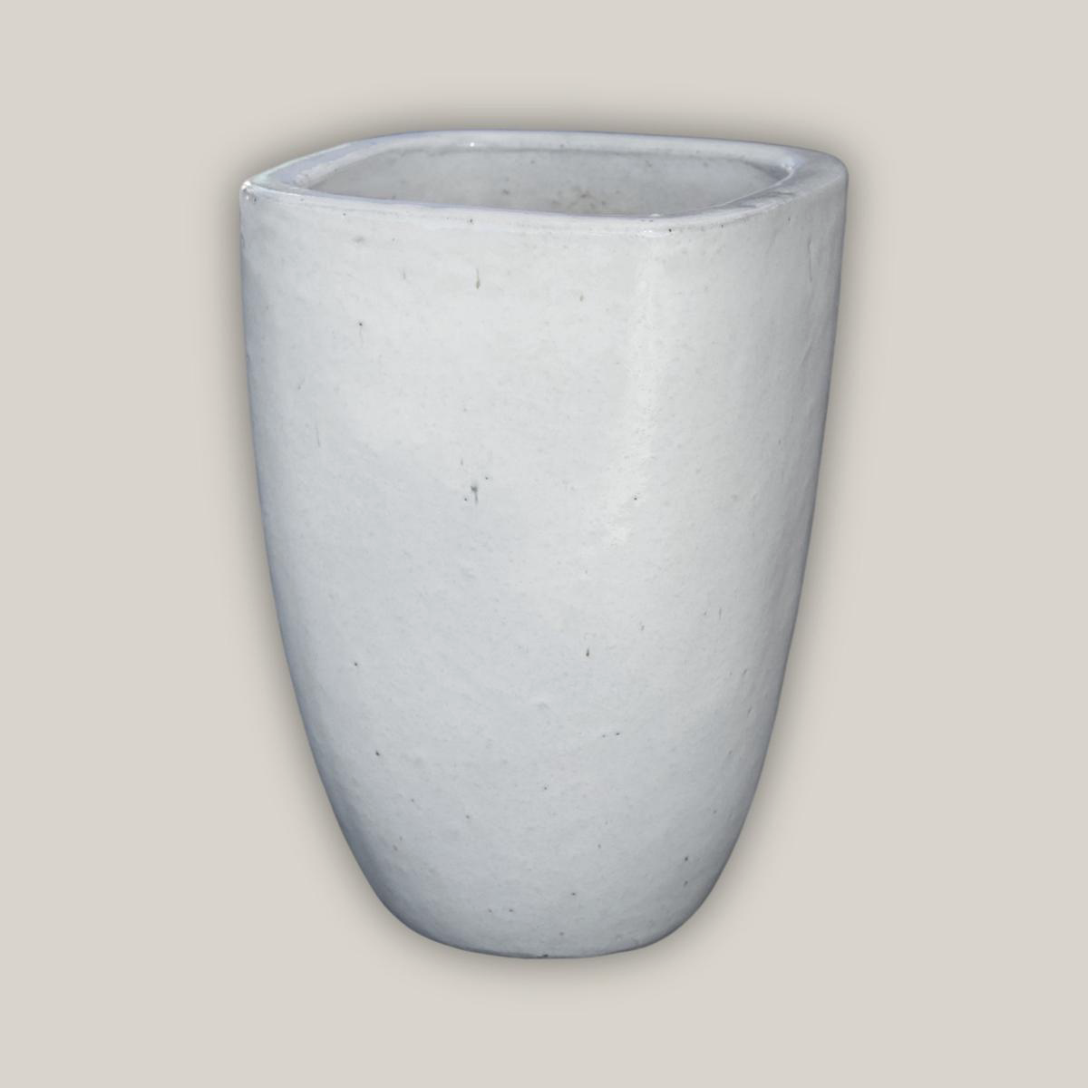 6027H25 8211 White Milan Rounded Edge Square Pot 8211 88221 x 88221 x 118221 White Ceramic
