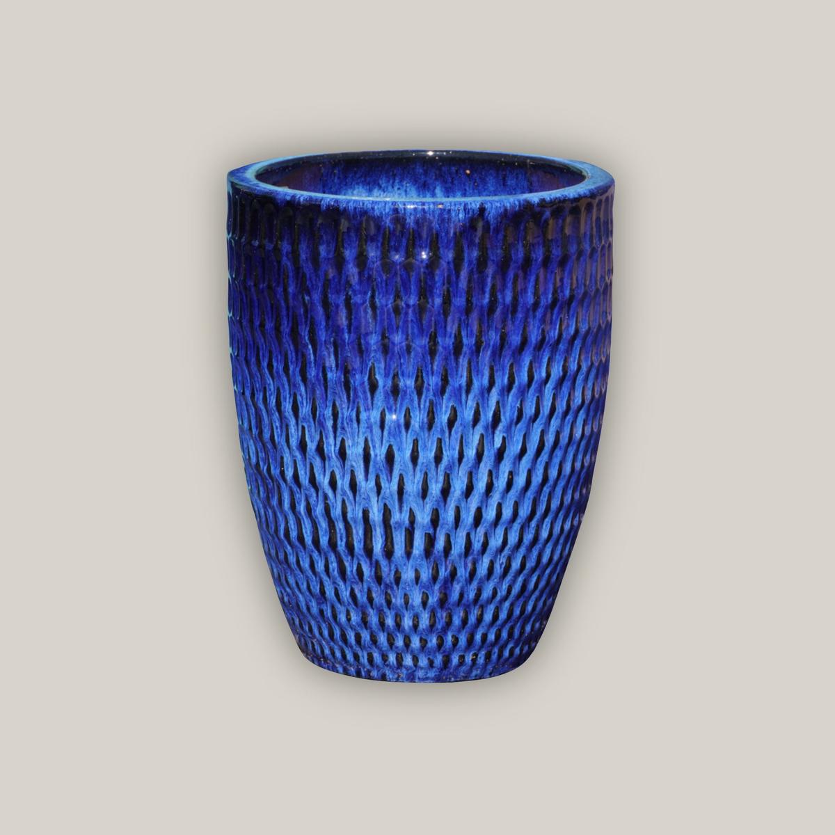 6116H47 - Blue Dropped Rain Ceramic Pot - 17" x 17" x 21" | Blue