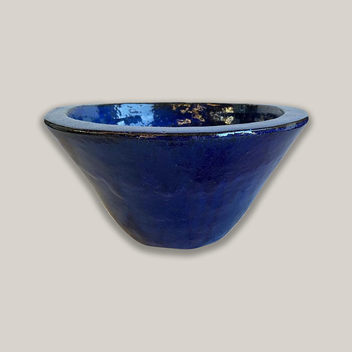 8161N8 - Blue Ceramic Cone Bowl Planter - 16" x 16" x 8" / Blue
