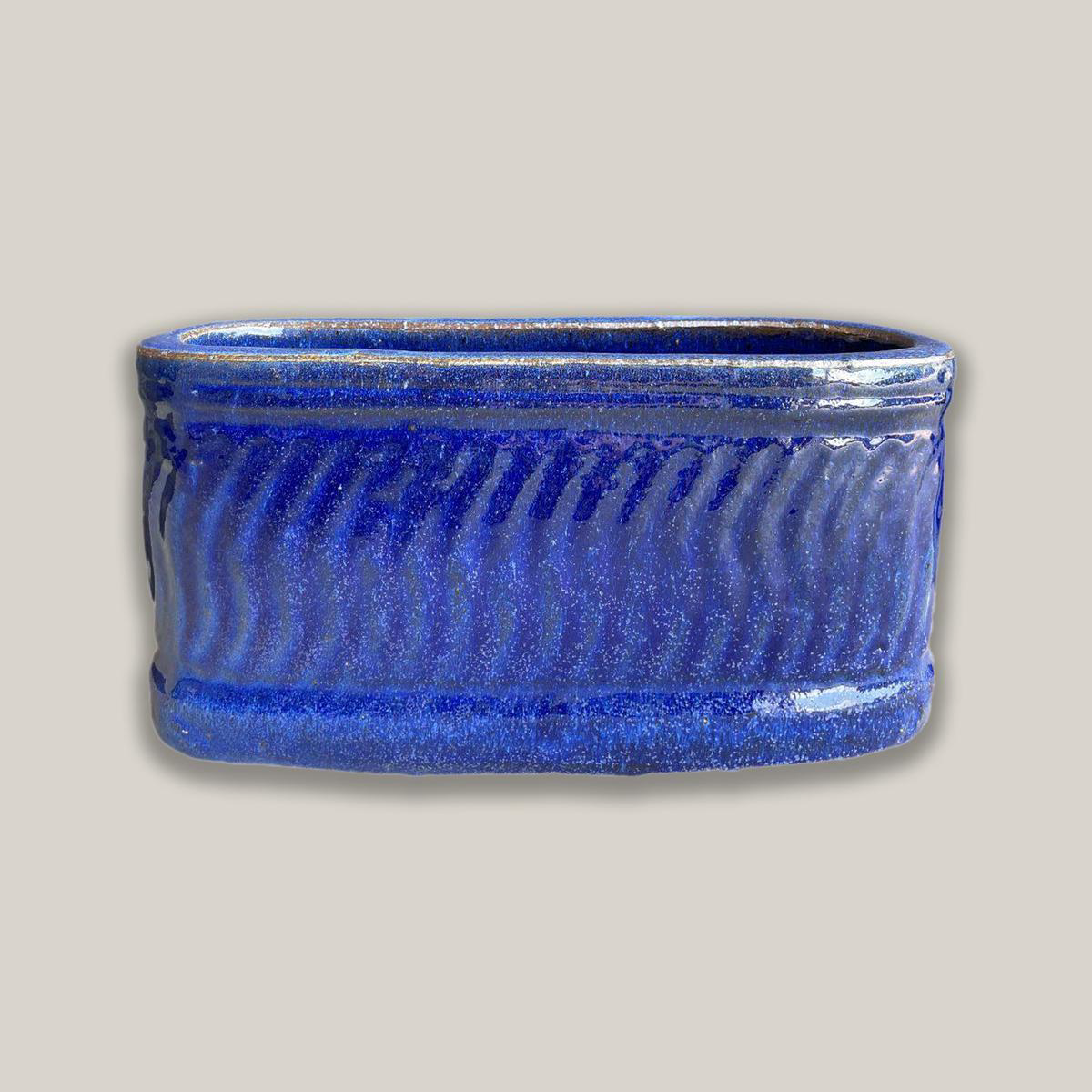 8435N70 8211 Antique Blue Athena Wide Oval Ceramic Planter 8211 128221 x 248221 x 128221 Antique Blue
