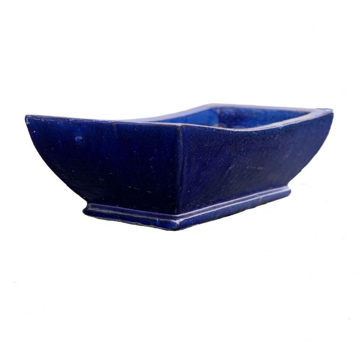 8872N8 - Blue Ceramic Rectangular Planter - Short - 19" x 9" x 7" / Blue