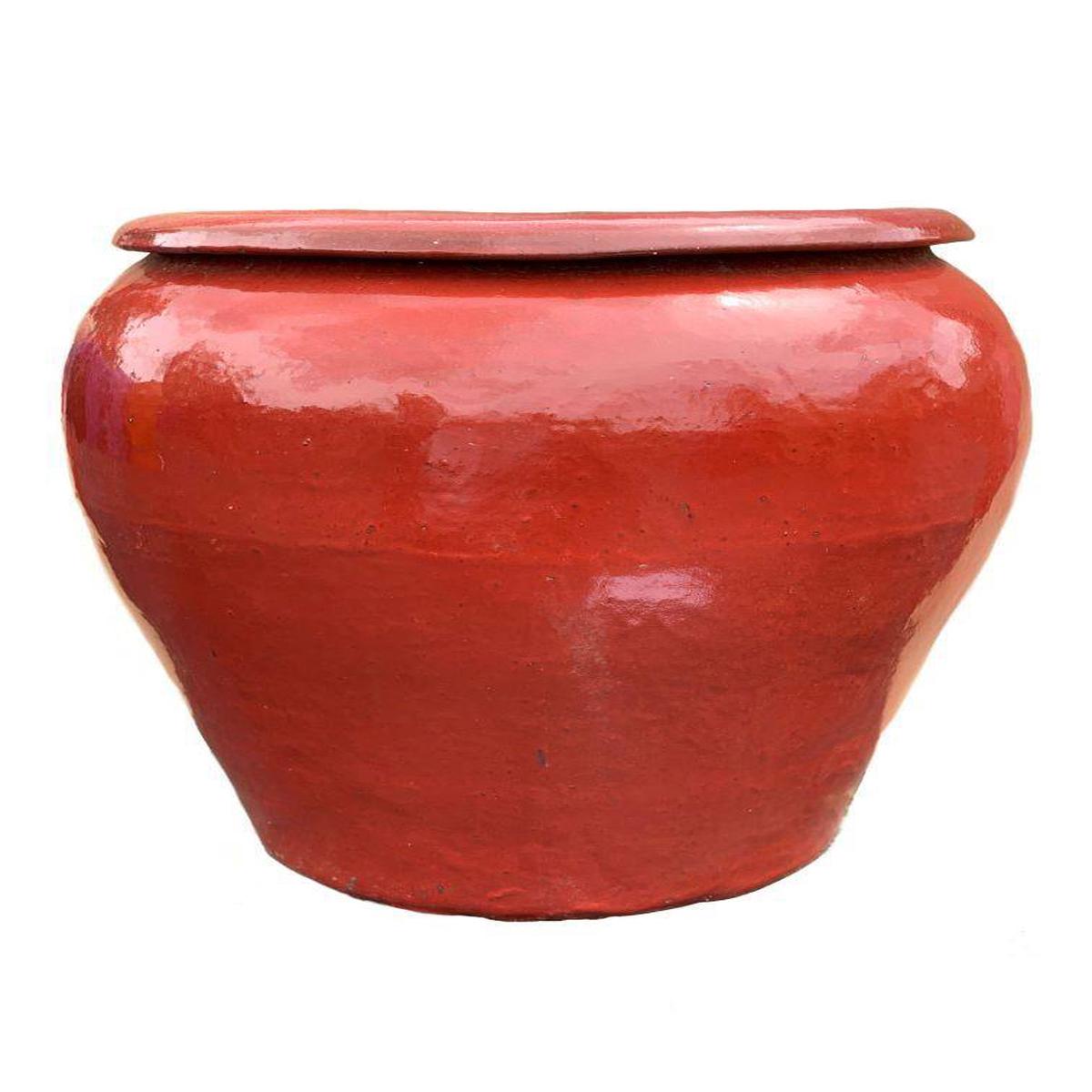 9002P12 - Chili Red Phoenix Ceramic Fish Bowl Planter - 19" x 19" x 20" / Chili Red