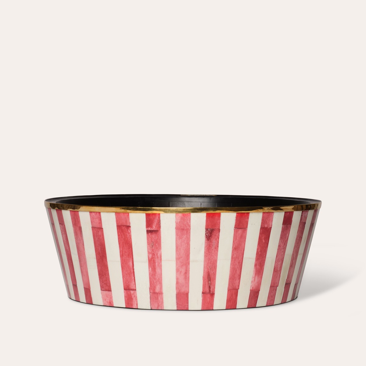 Round Inlay Planter | Large | Ruby Red | Striped