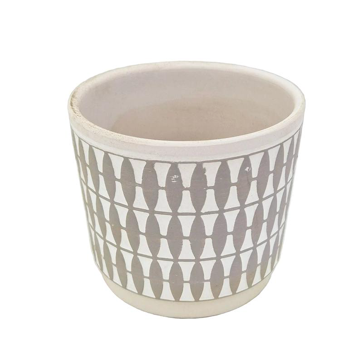 White 038 Grey Geometric Matte 10cm Plant Pot