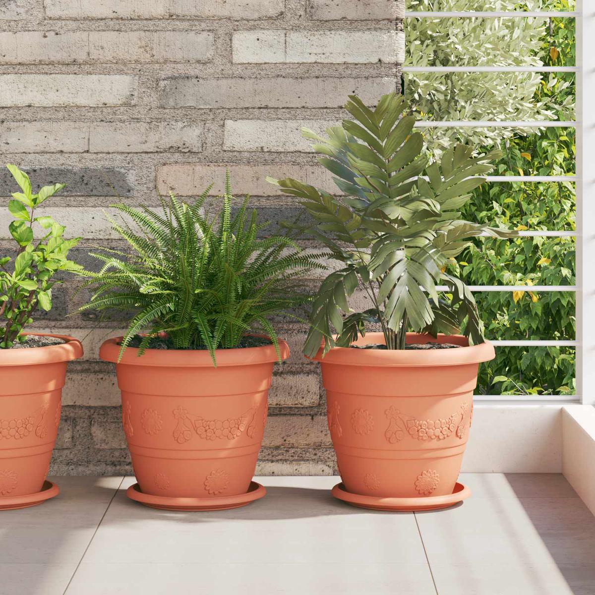 vidaXL Plant Pots 6 pcs Brick Red  26 x 21.5 cm Plastic
