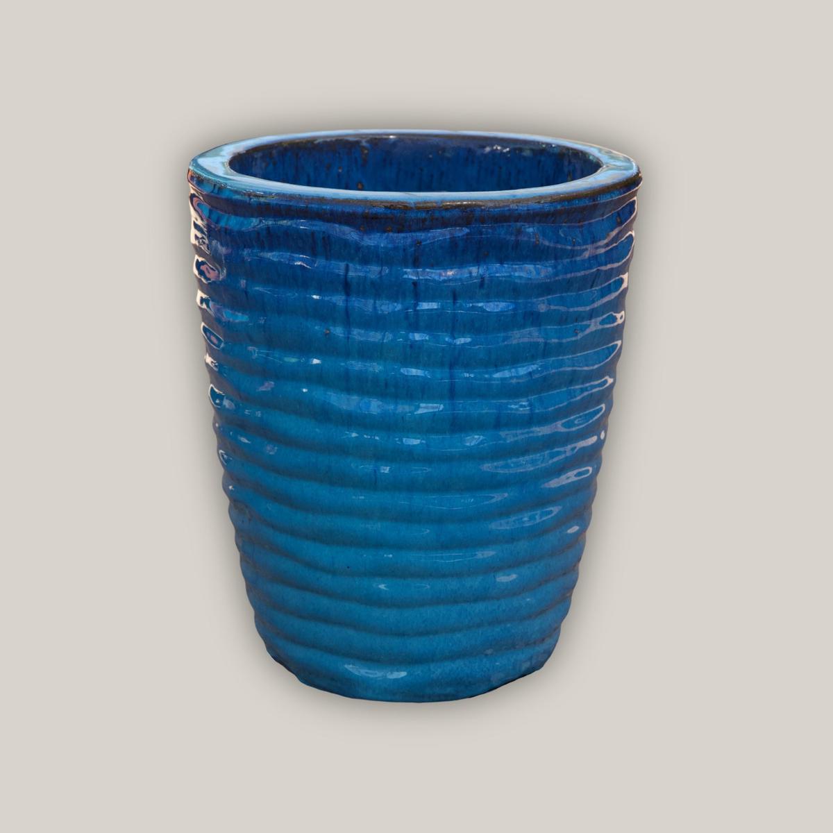 8036N19 - Marble Green Ripple Cone Pot - 12" x 12" x 14" | Marble Green | Ceramic
