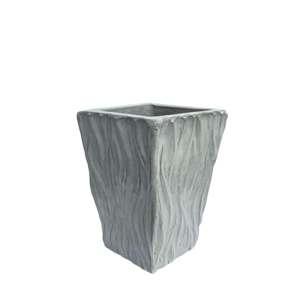 9757C16 - White Tall Volcano Wedge Ceramic Pot - 15" x 15" x 34" | White