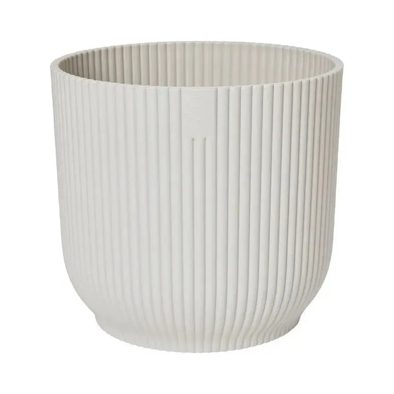 Vibes Fold Plant Pot 32cm Height 34cm Dia Round Wheels Silky White