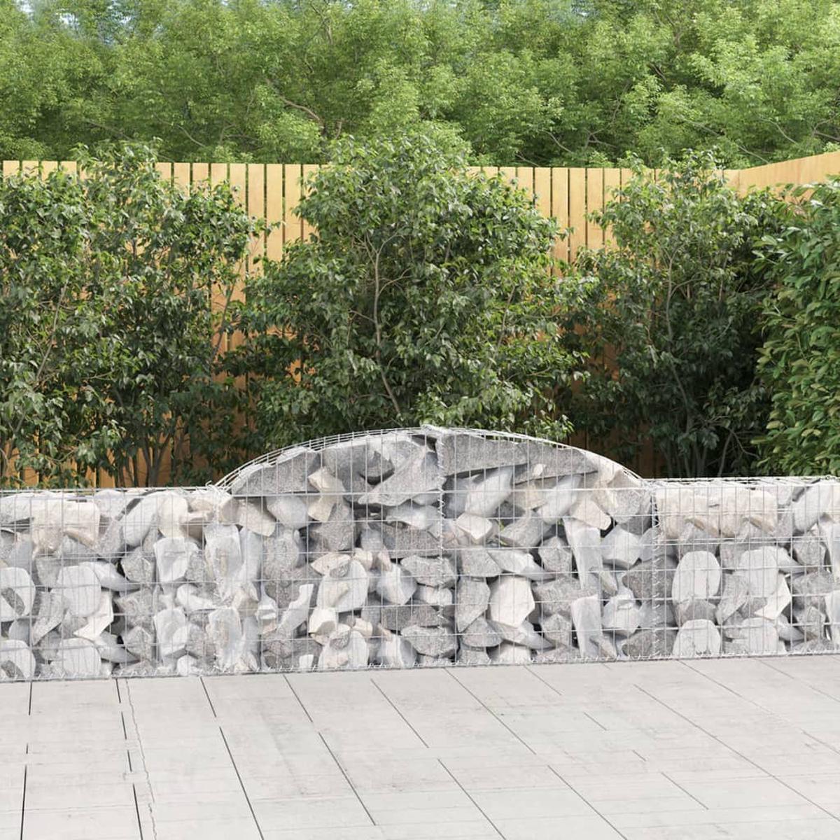 vidaXL Arched Gabion Baskets 4 pcs 300x30x60/80 cm Galvanised Iron