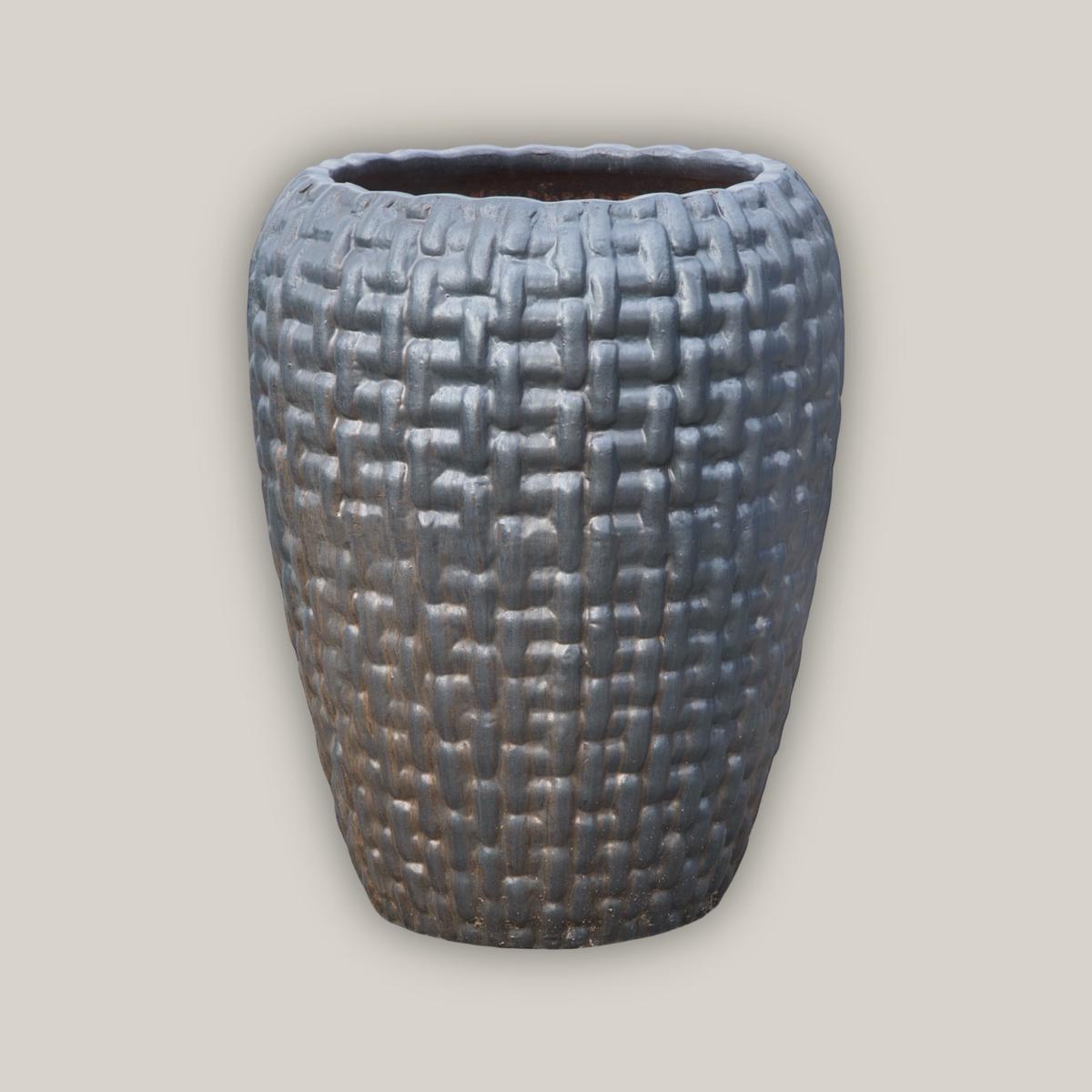9700C17 - Copper Gold Ceramic Tall Woven Planter - 31" x 31" x 39" | Copper Gold