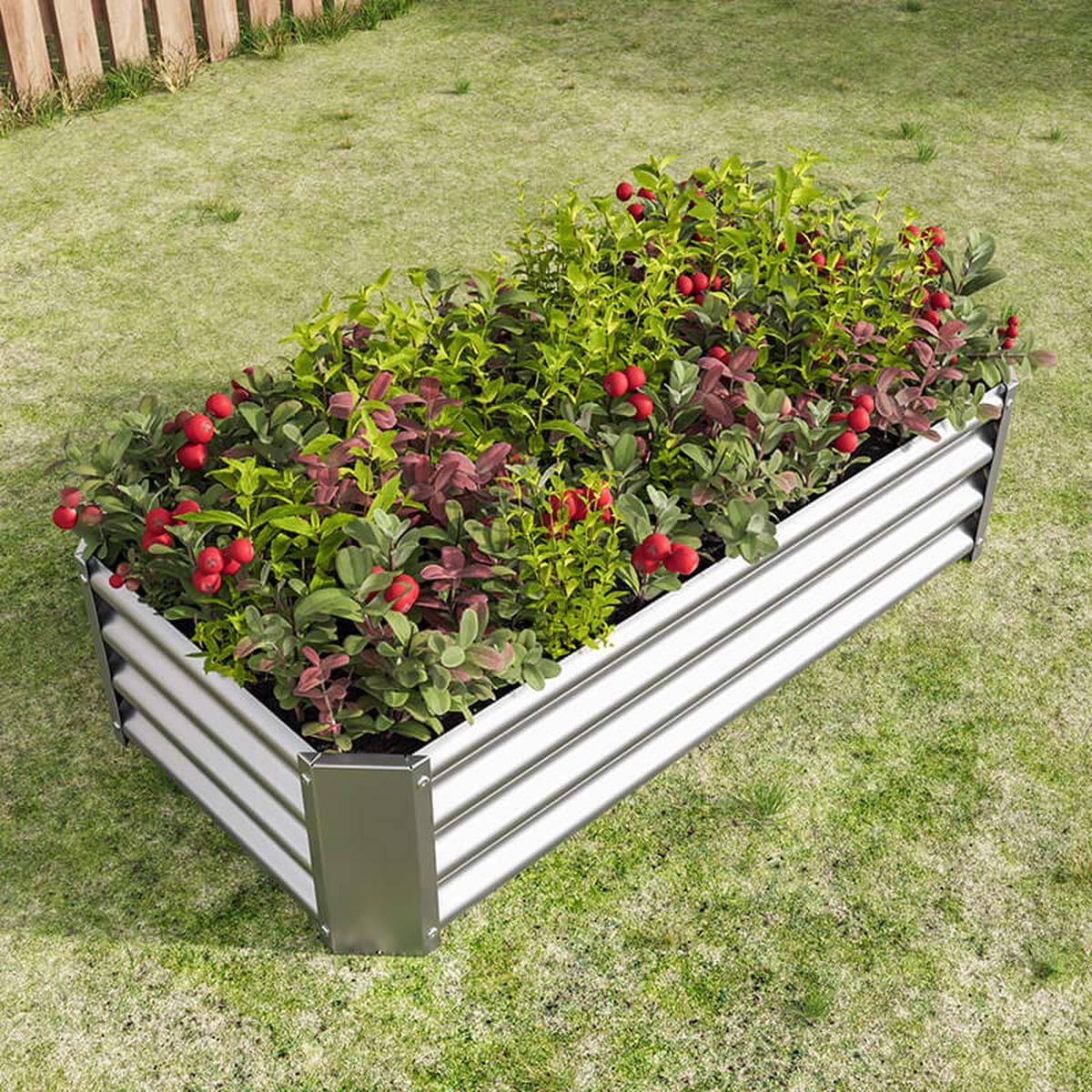 47.24 Silver Metal Raised Garden Bed Kit - Flowers, Vegetables & Herbs Planters