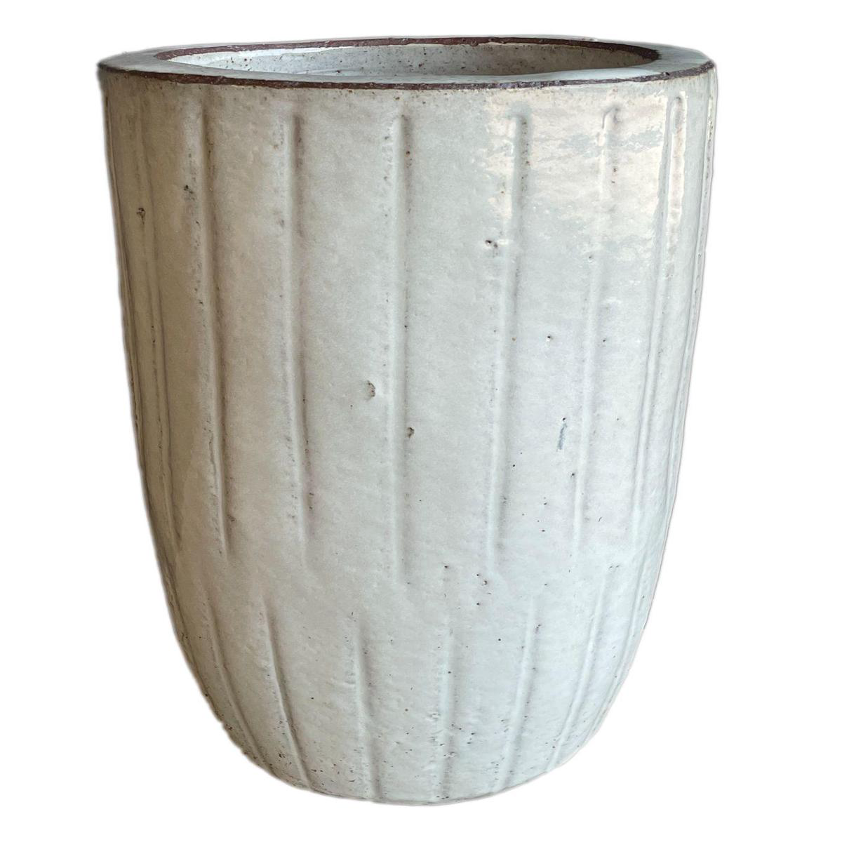8423N43 8211 Antique White Vertical Lines Round Ceramic Planter 8211 138221 x 138221 x 228221 Antique White