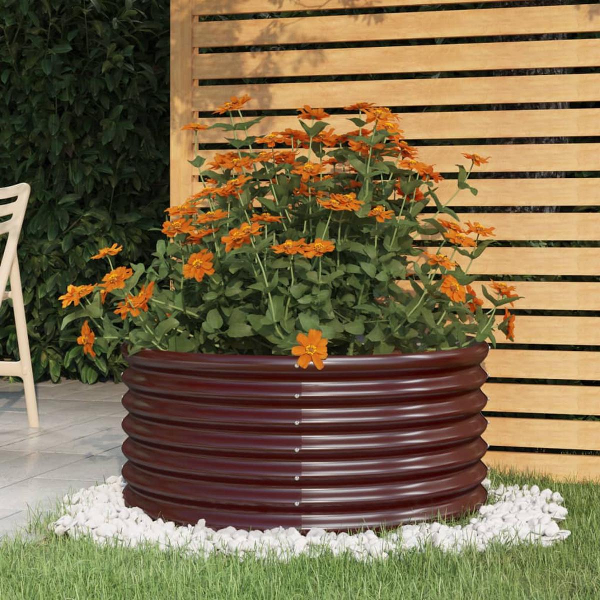 vidaXL Garden Planter Galvanised Steel 80x80x36 cm Brown