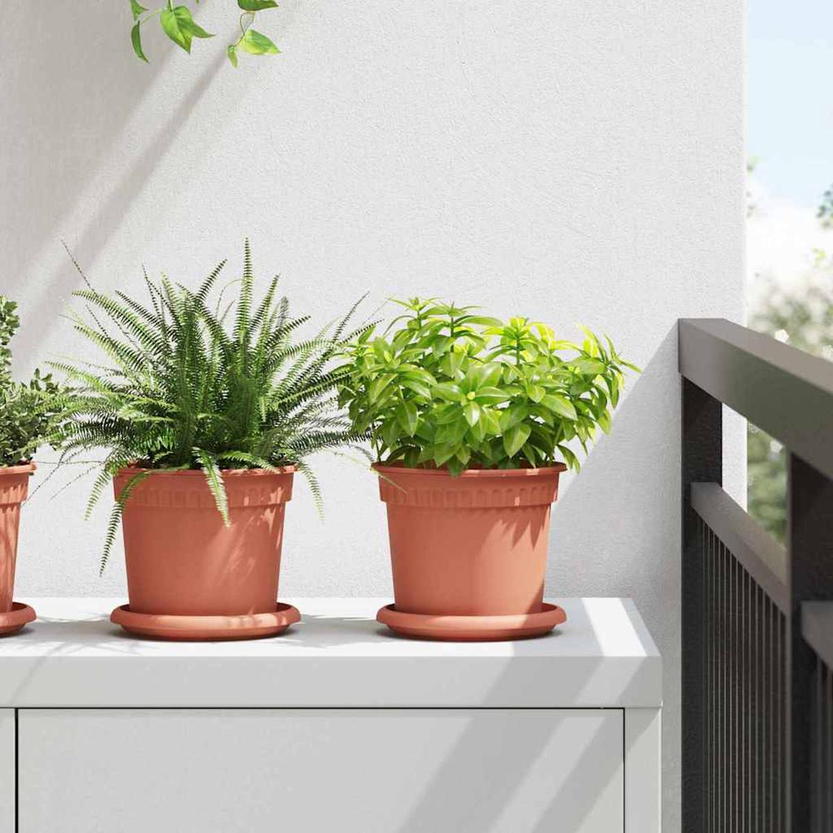 vidaXL Round Flower Pot 6 pcs Brick Red  15 x 12 cm Plastic