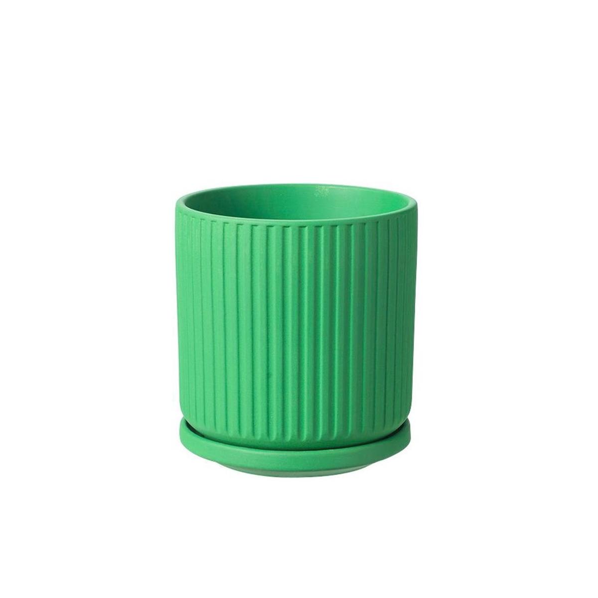 Viva Green Cresta Pot with Saucer