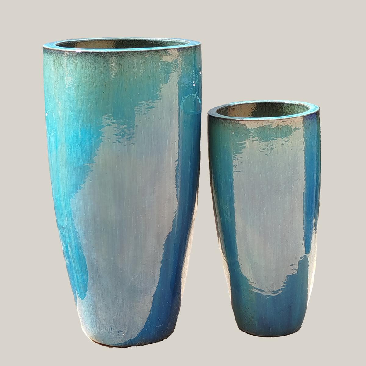 6036H82 - Falling Green Tapered Cylinder Planter - 11" x 11" x 22" / Falling Green | FALLING GREEN