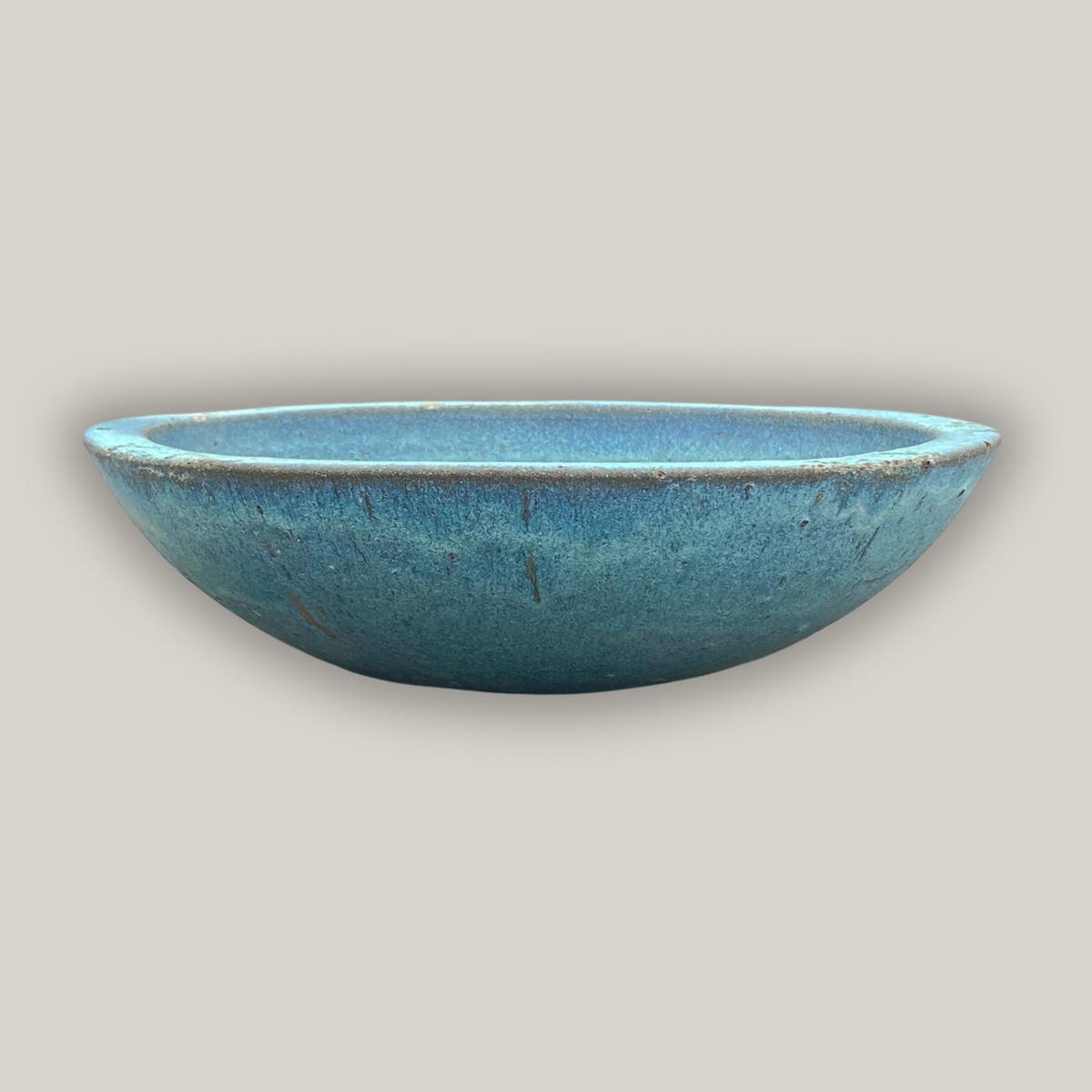 603R17 - Matte Green Rustic Style Wide Bowl - 16" x 16" x 4" | Matte Green