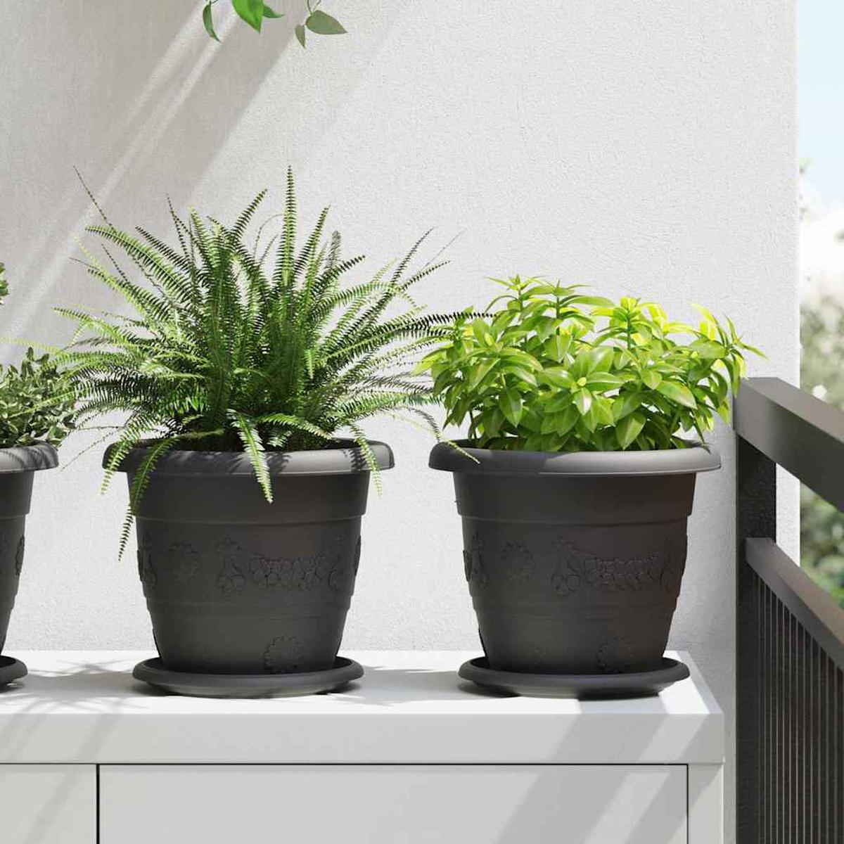 vidaXL Round Flower Pot 6 pcs Black  22 x 18 cm Plastic