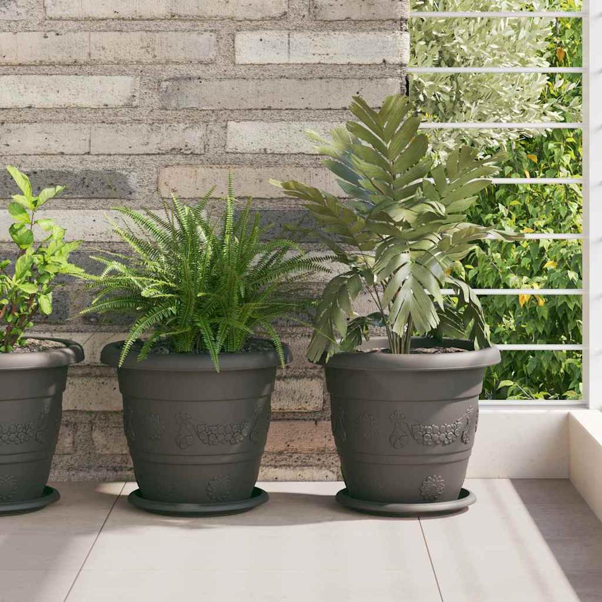vidaXL Round Flower Pot 6 pcs Black  26 x 21.5 cm Plastic