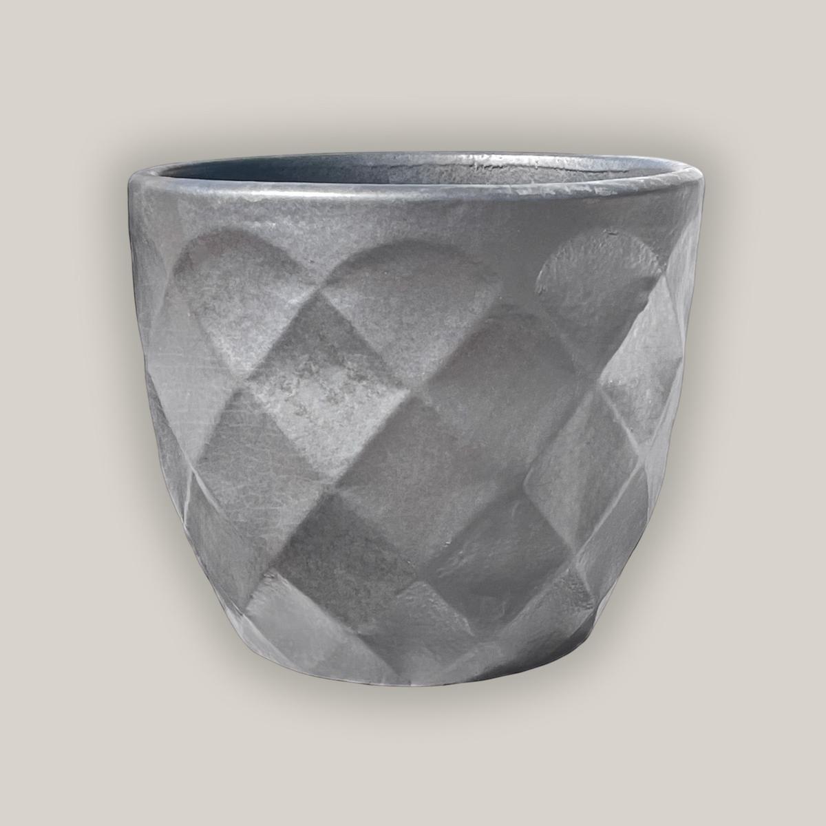 3119L1 - Matte Black Ceramic Geometric Design Planter - 14" x 14" x 15"