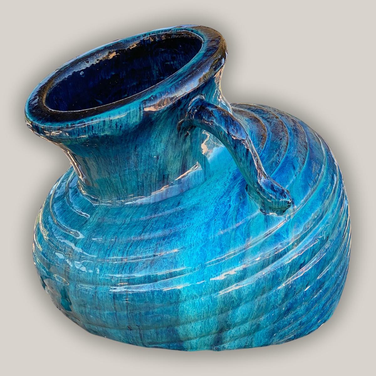 9094C3 - Aqua Phoenix Sunken Ceramic Vase - 19" x 19" x 17" - Aqua