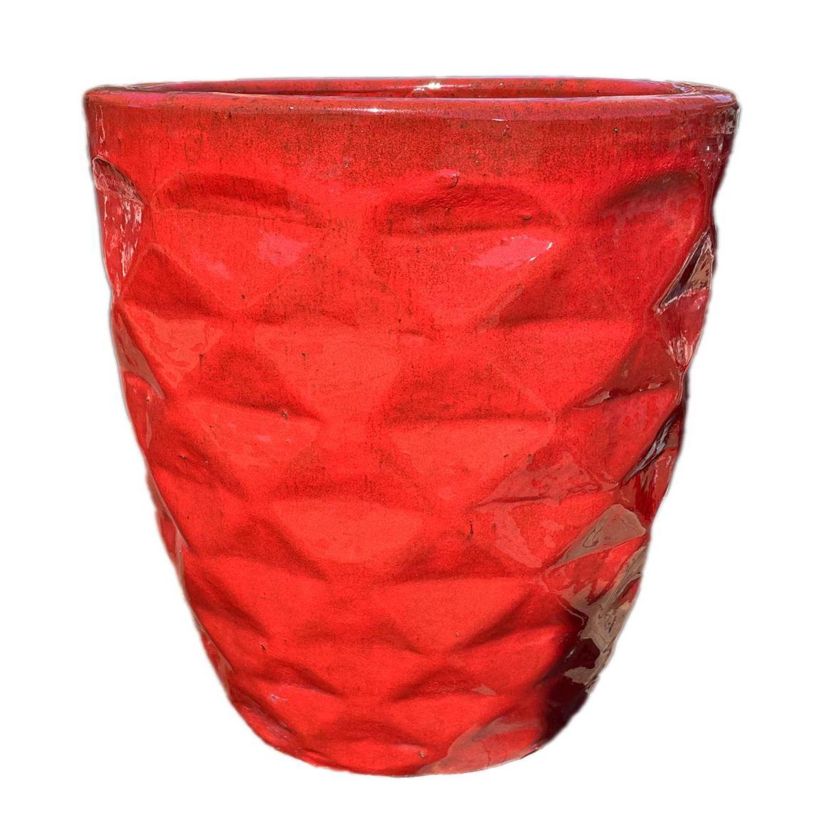 9782P12 - Chili Red Tall Dynamic Ceramic Planter - 18" x 18" x 26"