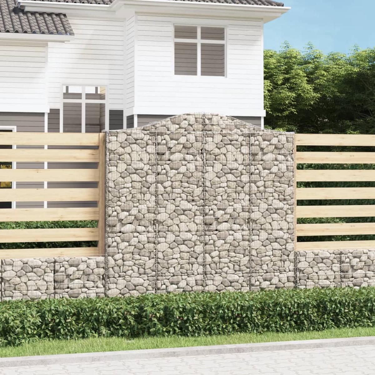 vidaXL Arched Gabion Basket 200x30x200/220 cm Galvanised Iron