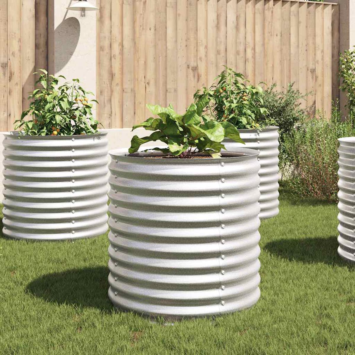vidaXL Garden Raised Bed 80x80x81 cm Galvanised Steel Silver