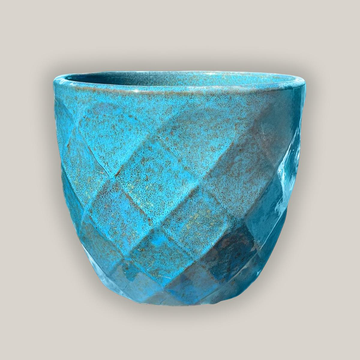 3119L70 8211 Iron Blue Ceramic Geometric Design Planter 8211 148221 x 148221 x 158221
