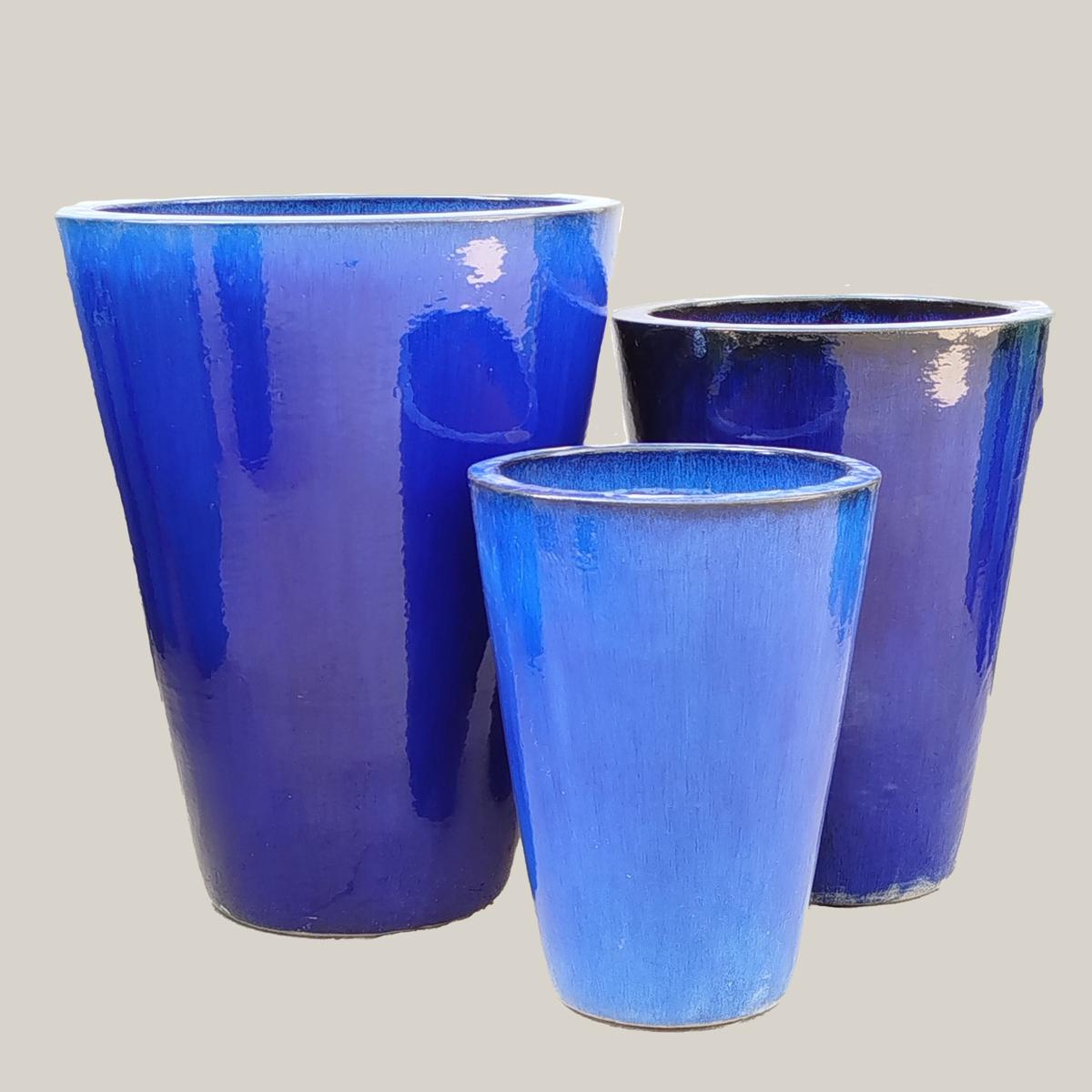 6139H47 - Blue Tall Conical Planter - 28" x 28" x 36" / Blue