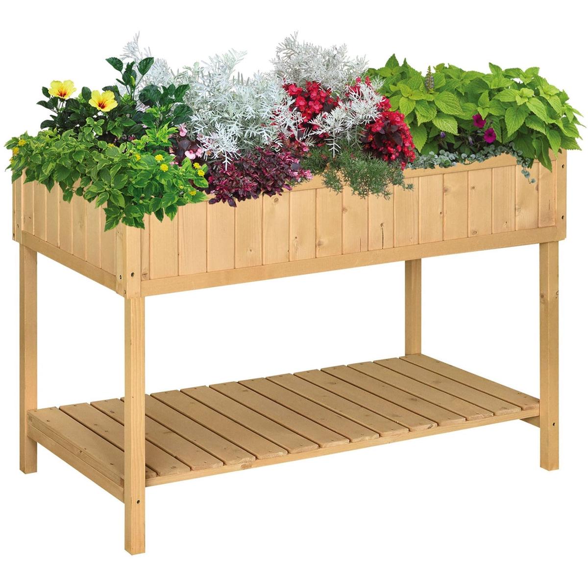 8-Box Raised Wooden Planter Box, 110x46x76 cm