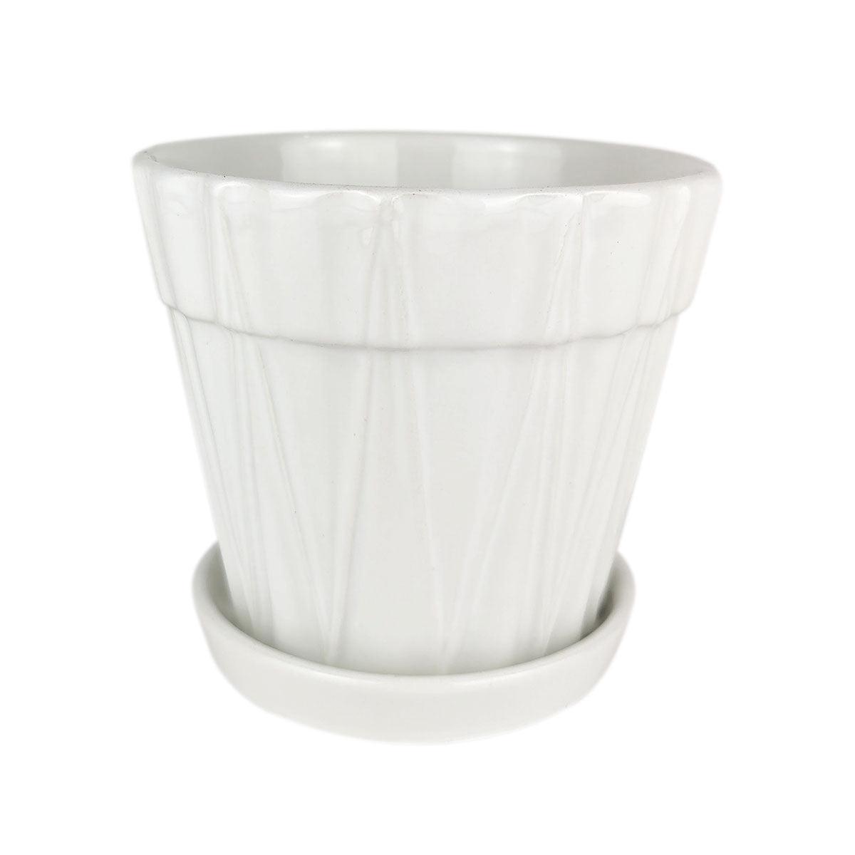 8 inch Decorative Ceramic Pot With Saucer - 8 inch