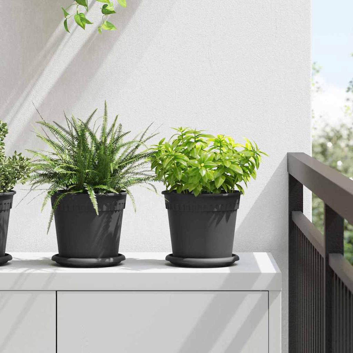 vidaXL Round Flower Pot 24 pcs Black  17 x 14 cm Plastic