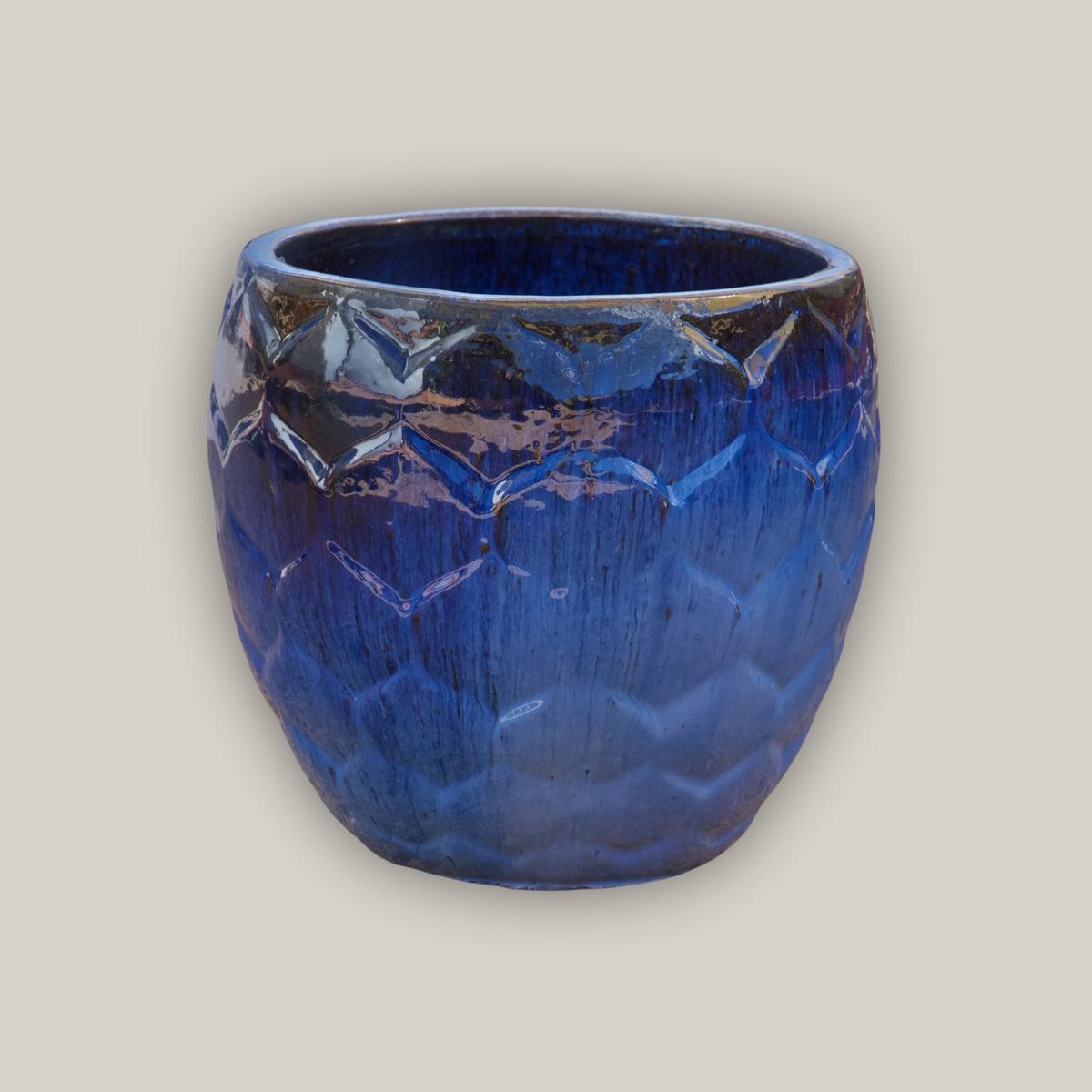 9989C1 - Cobalt Blue Round Artichoke Ceramic Planter - 19" x 19" x 16" | Cobalt Blue