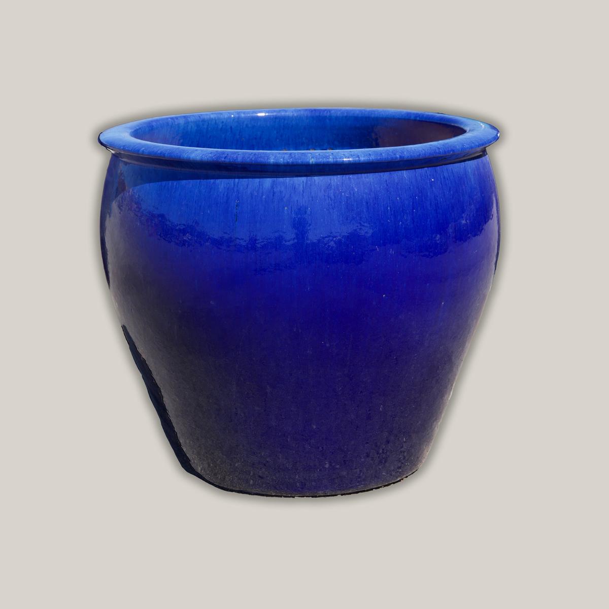 6004H47 - Blue Round Rim Tapered Planter - 13" x 13" x 12" | Blue | Ceramic