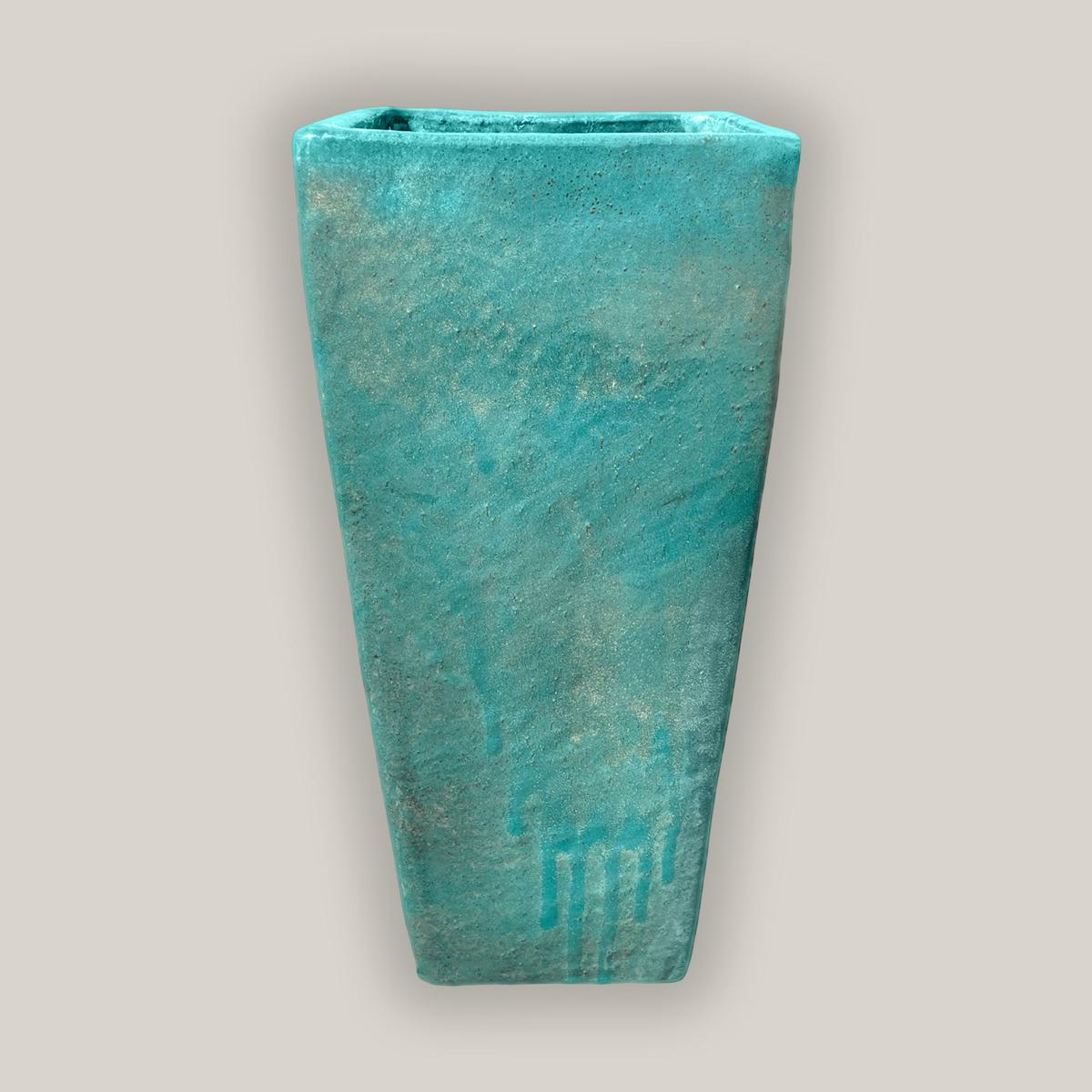 289M41 8211 Turquoise Tall Tapered Square Planter 8211 98221 x 98221 x 218221 Turquoise