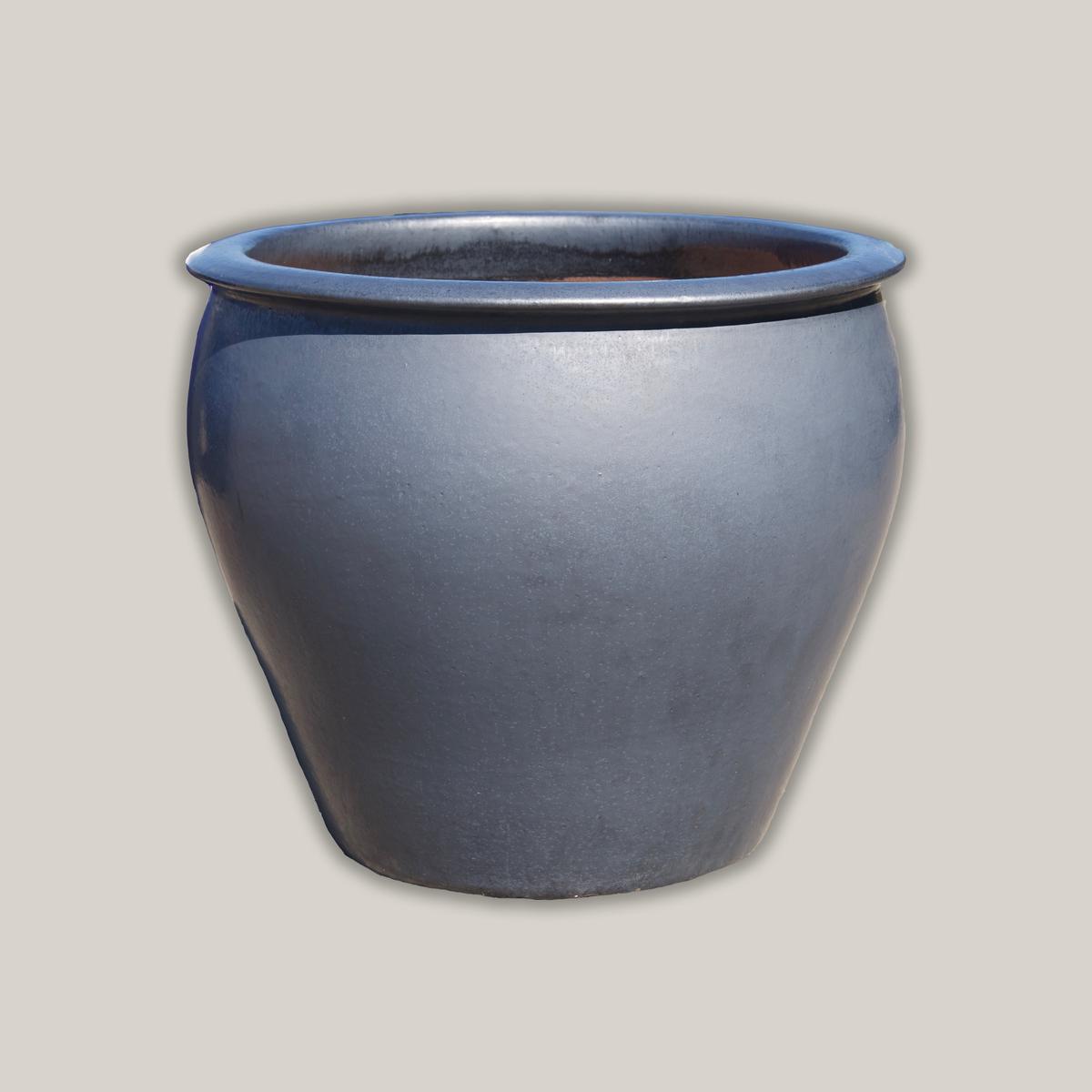 6004H33 - Matte Black Round Rim Tapered Planter - 18" x 18" x 17" | Matte Black | Ceramic