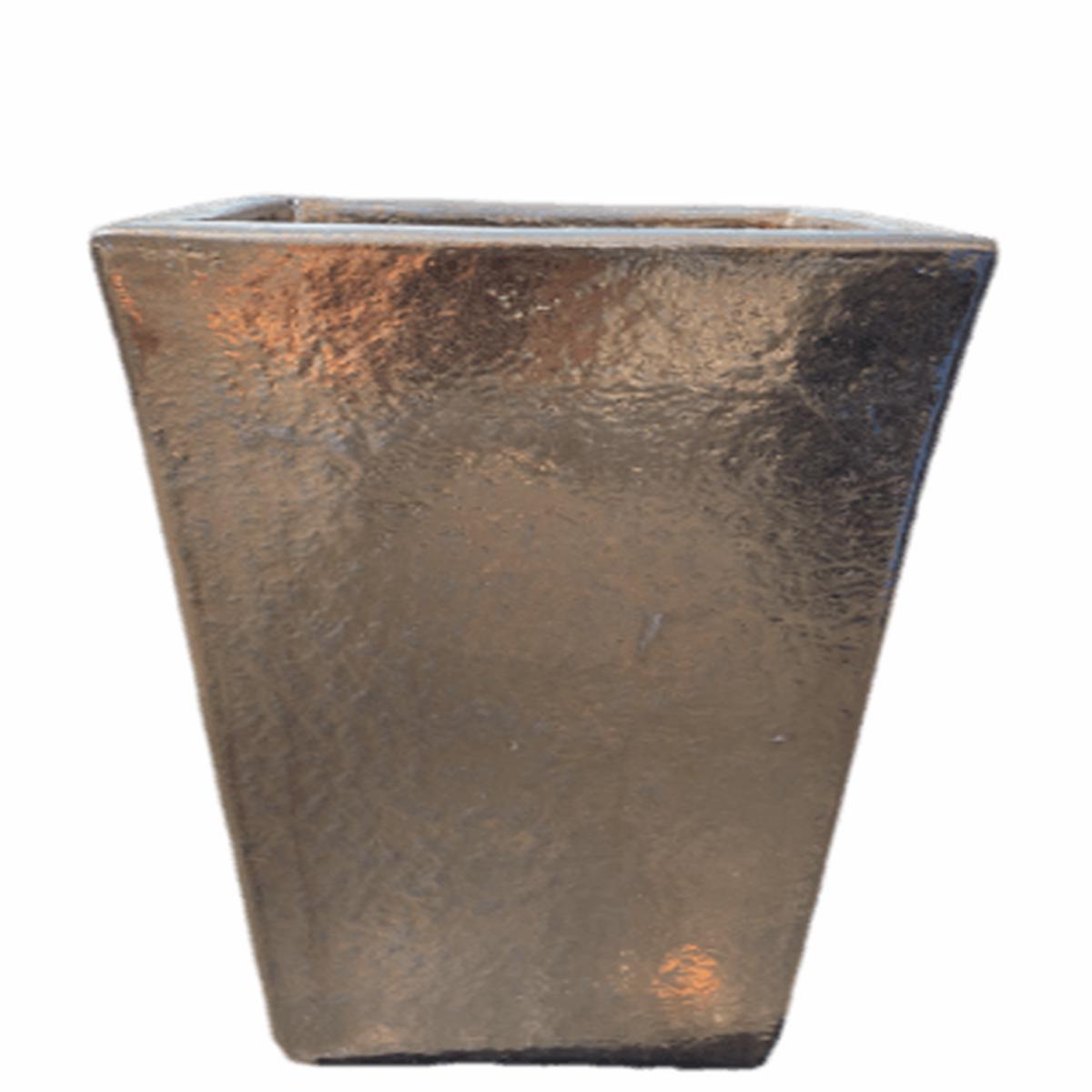 9775P17A - 18K Gold Ceramic Square Planter - 21" x 21" x 36" / 18K Gold