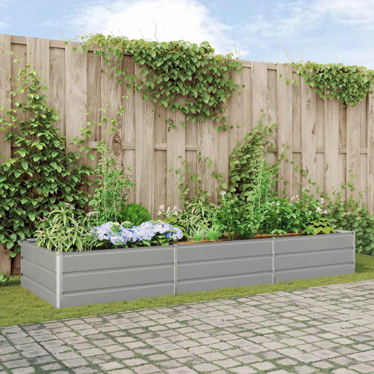 vidaXL Planter Light Grey 290 x 100 x 45 cm Galvanised Steel