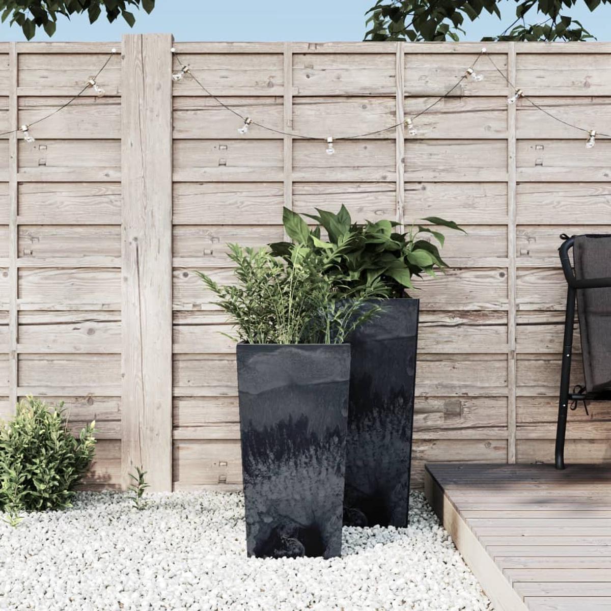 vidaXL Planter with Removable Inner Anthracite 11/26.5L PP Concrete Look