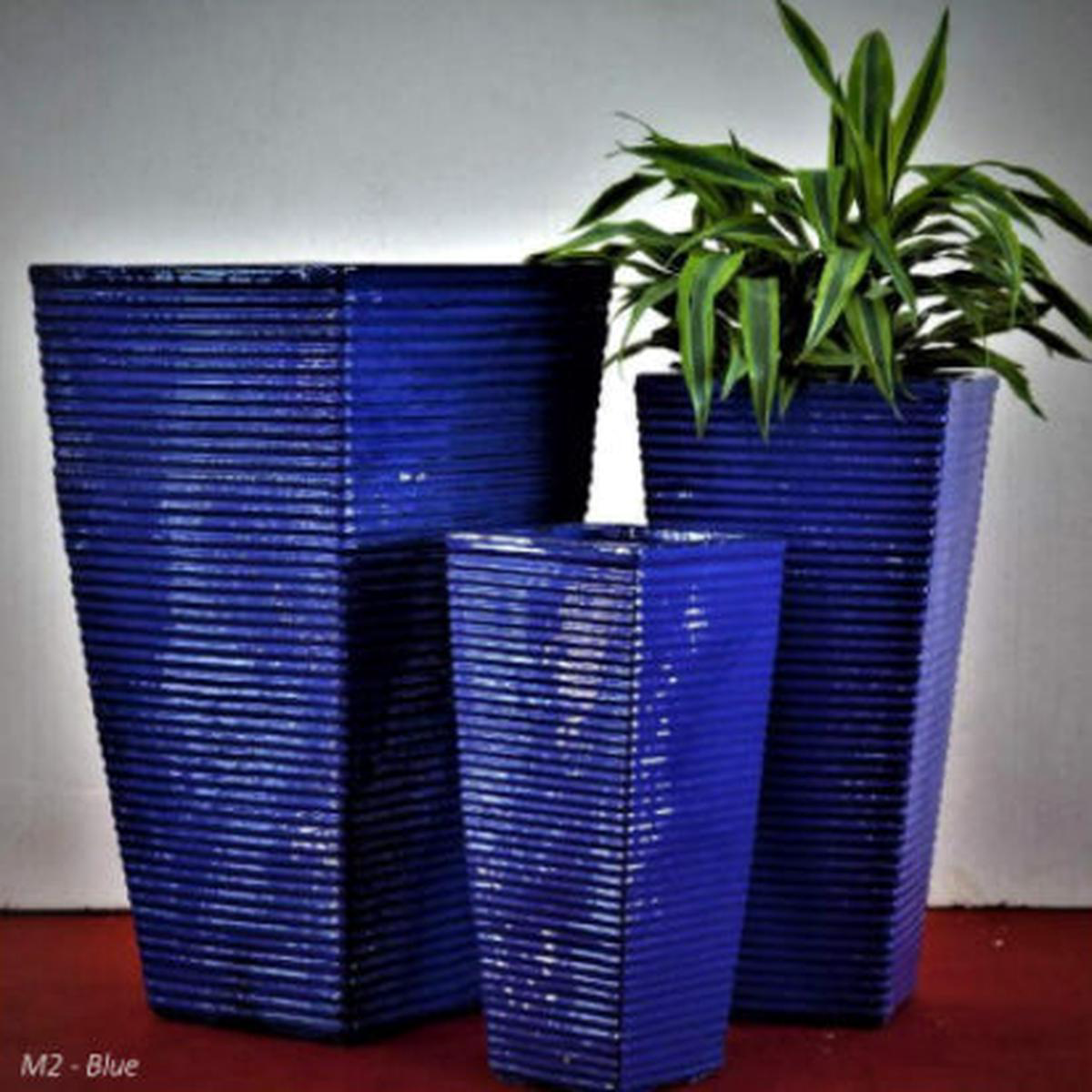 297M15 8211 Red Horizontal Line Ceramic Square Planter 8211 98221 x 98221 x 218221 Red