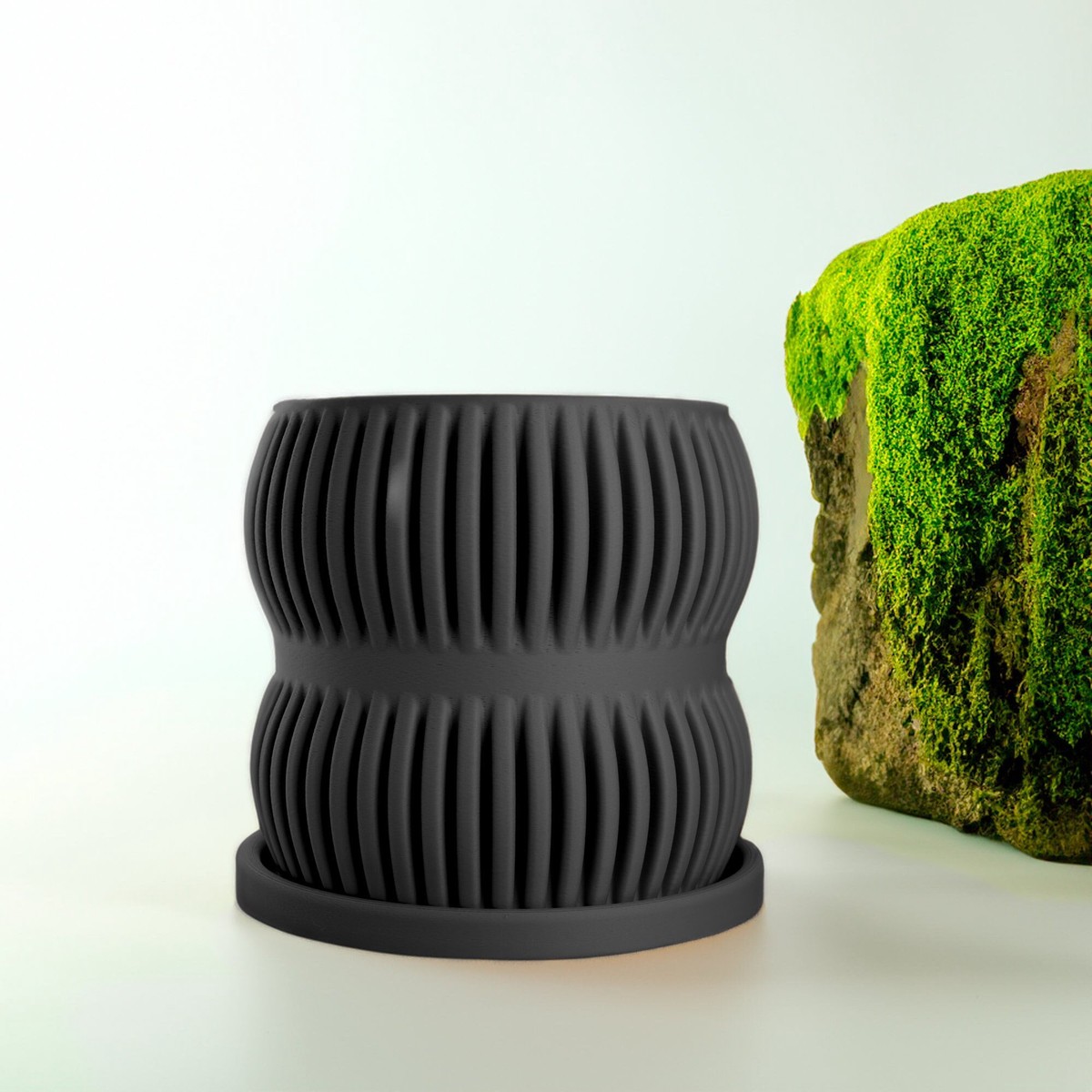 Aureus Planter With Drainage Black8InchDripTray
