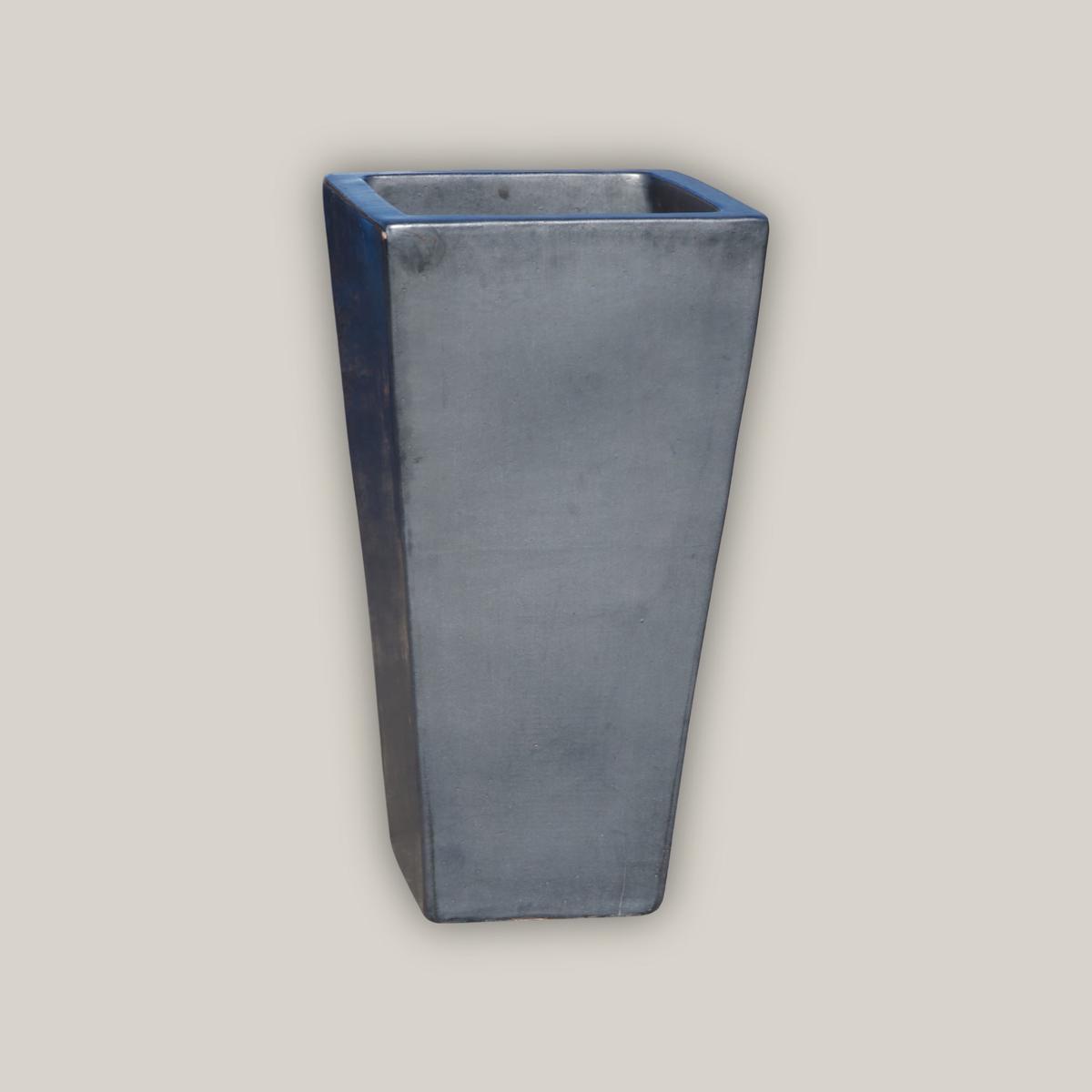 6018H33 - Matte Black Square Wedge Planter - 15" x 15" x 25" | Matte Black | Ceramic