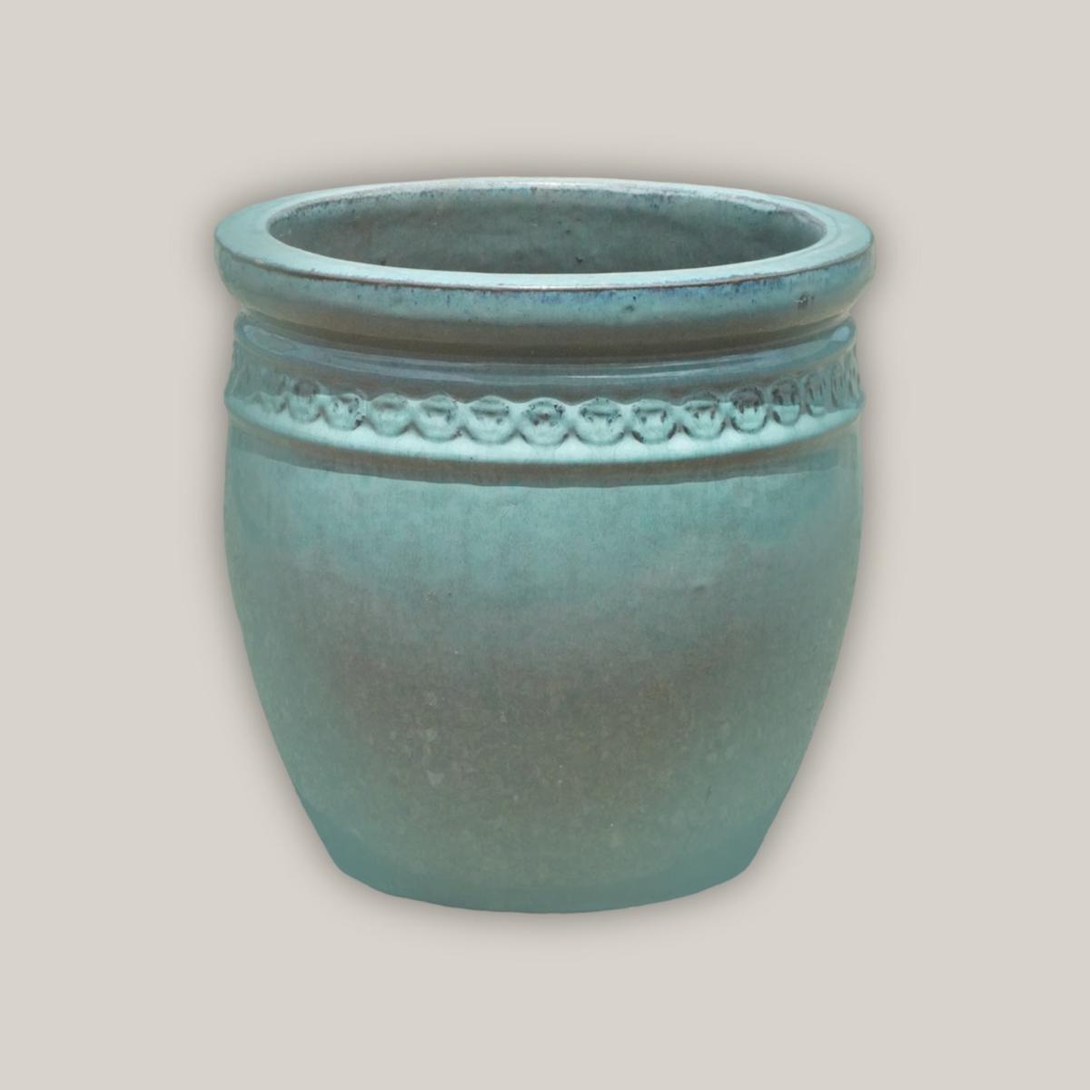 6079H1 - Turquoise Coin Pot - 15" x 15" x 15" | Turquoise | Ceramic