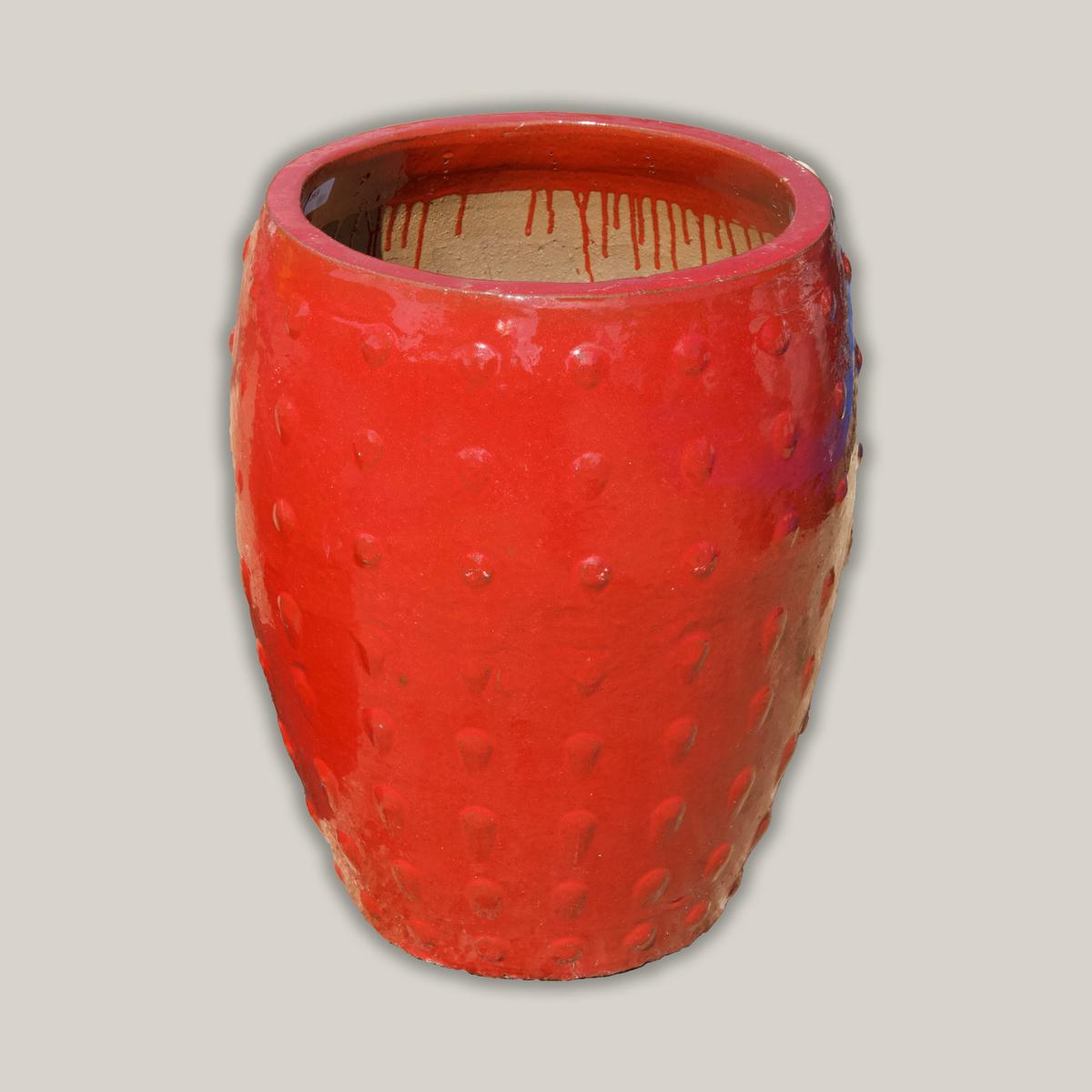 8620S27 - Bright Red Dotted Tapered Cylinder - 21" x 21" x 25" | Bright Red | Ceramic